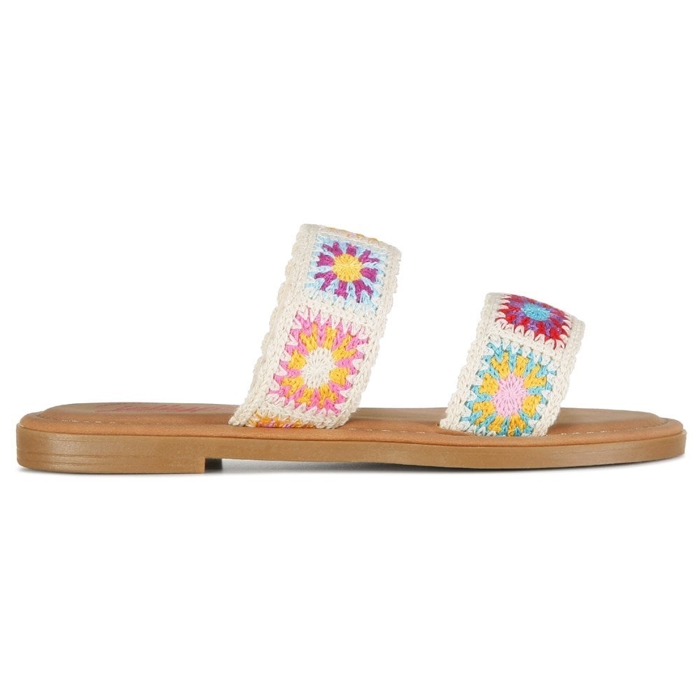 JELLYPOP Women's Robbie Natural Multi Crochet Slip On Sandals Size 10 NEW - Picture 2 of 15